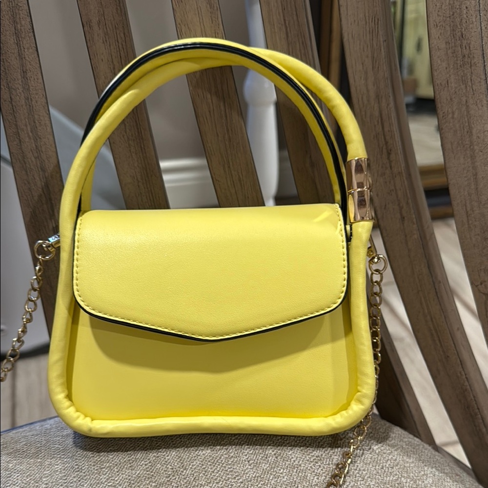 Yellow Handbag with Chain Strap